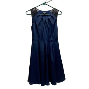 Express Dress Women's 2 Navy Fit & Flare Sleeveless Career Casual Stretch EUC